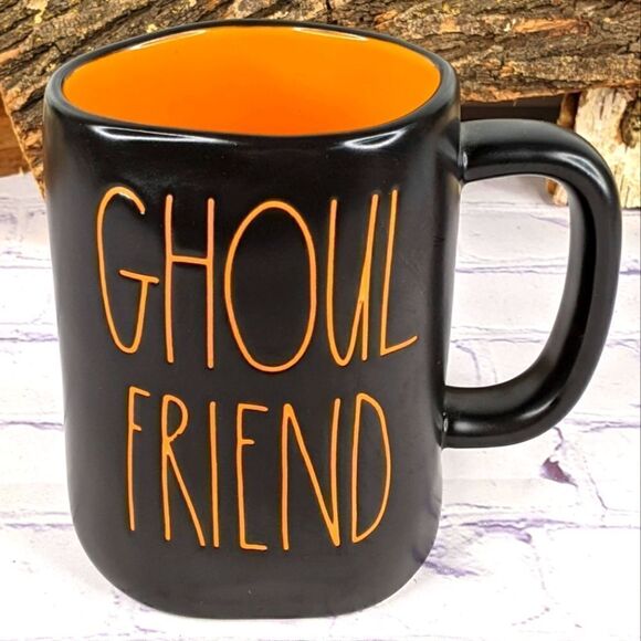 Rae Dunn GHOUL FRIEND Halloween Black/Orange Ceramic Mug - Picture 1 of 6